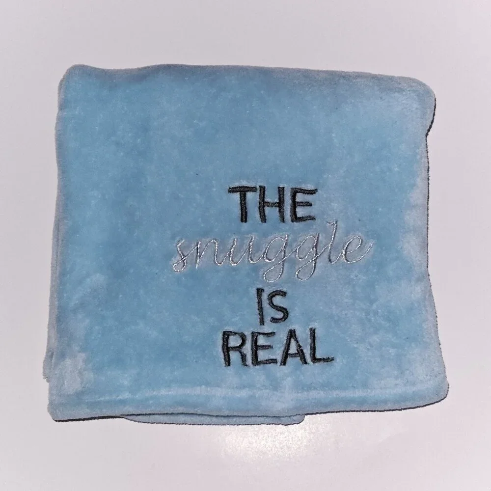 The Snuggle Is Real Blue Fleece Baby Blanket 26x39